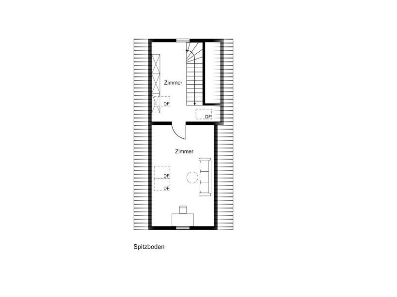 Doppelhaushälfte: Grundriss Spitzboden