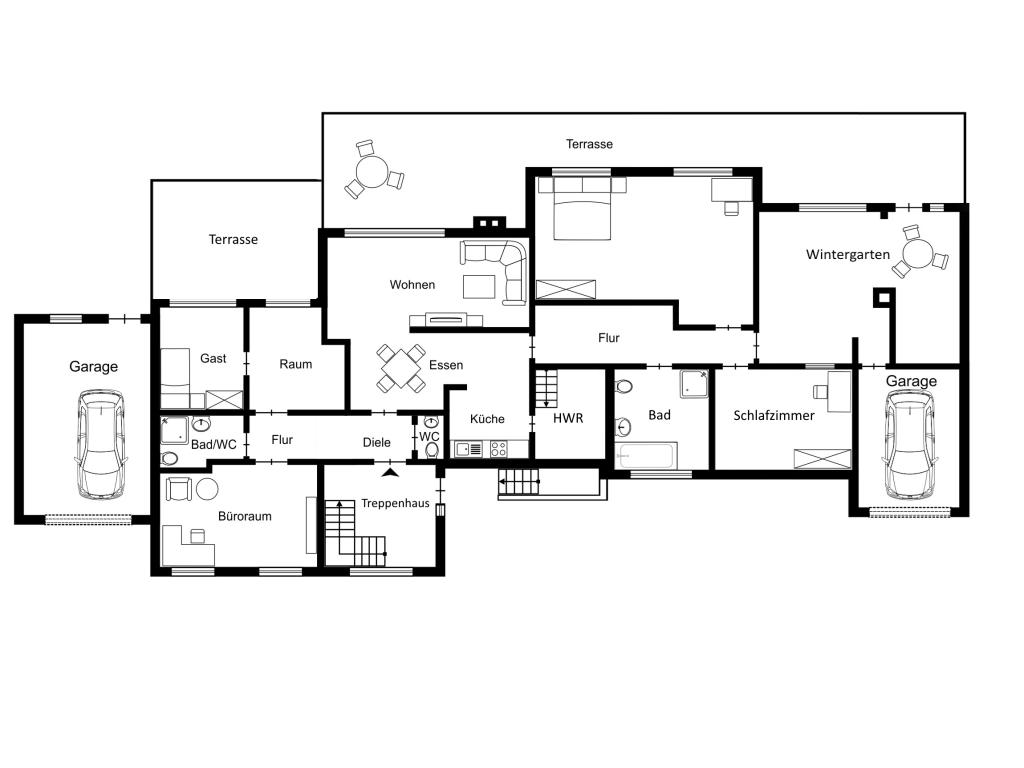 Mehrfamilienhaus: Grundriss Erdgeschoss