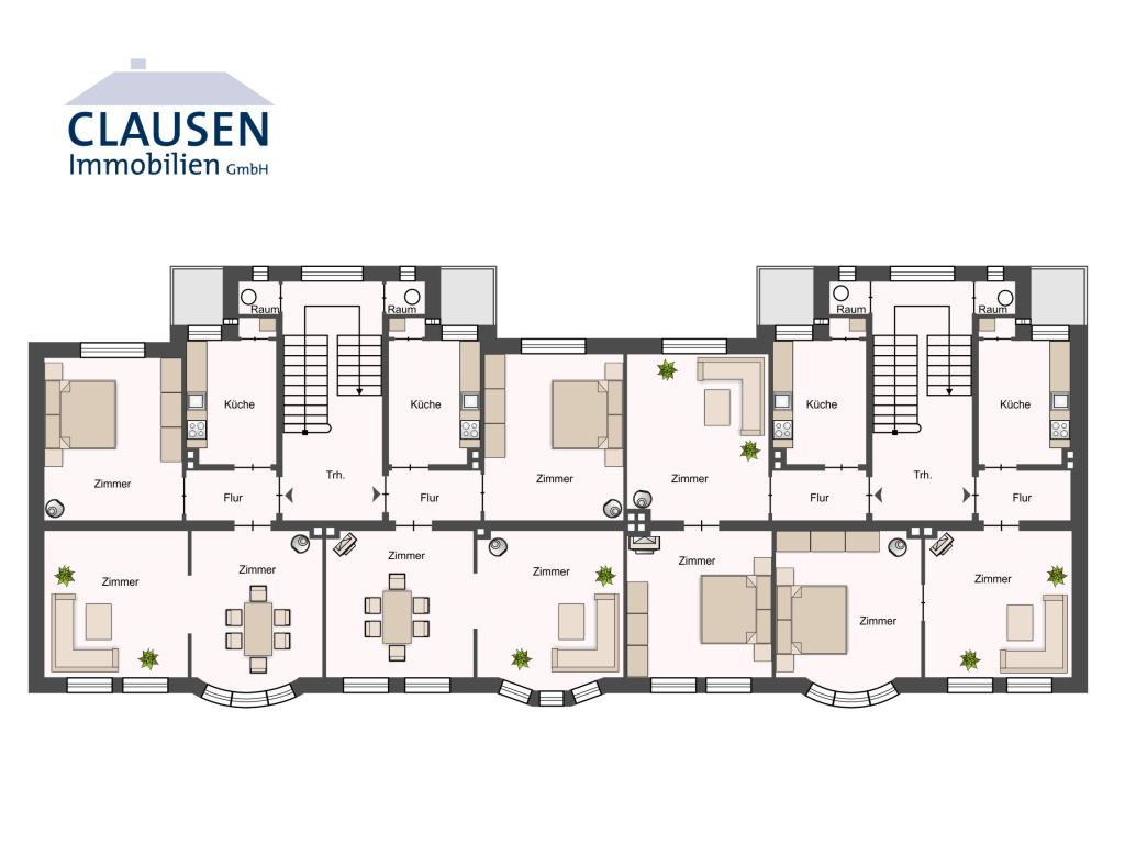 Mehrfamilienhaus: Grundriss EG und 1. OG Feldstr. 19 + 21