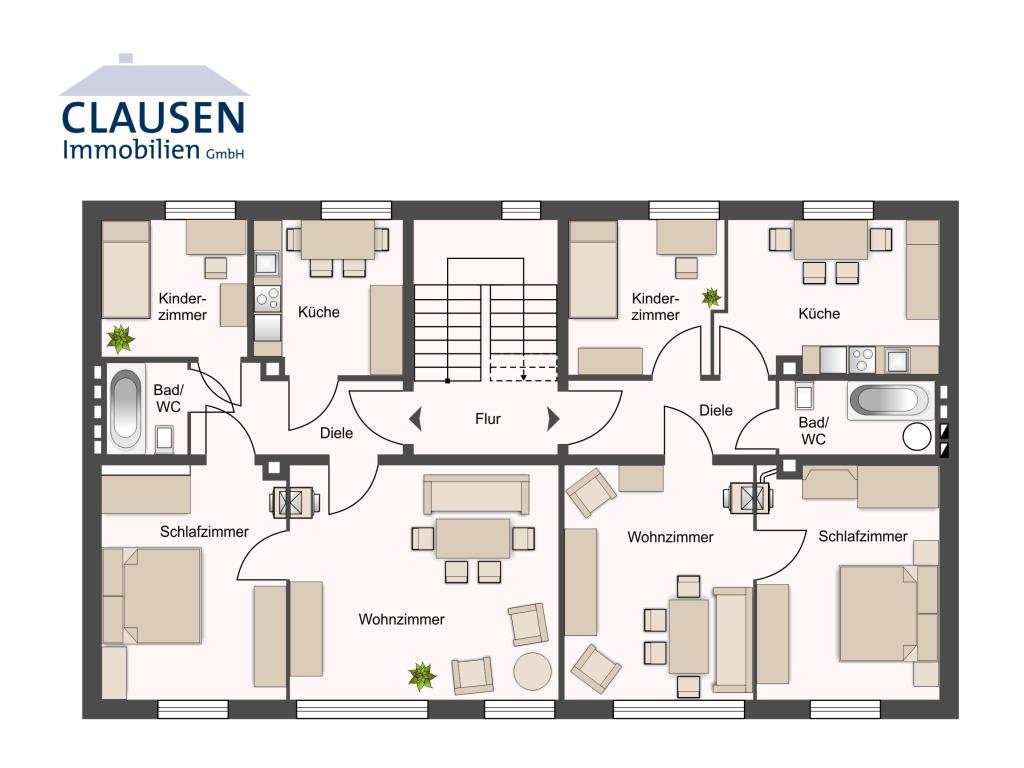 Mehrfamilienhaus: Grundriss 1.OG + 2. OG Feldstr. 25